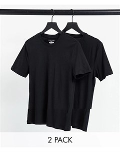 Набор из 2 облегающих футболок черного цвета с круглым вырезом New look