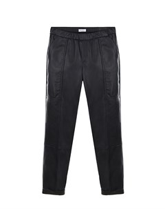 Черные брюки из кожи с эластичным поясом Brunello cucinelli