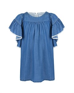 Голубое платье с воланами на рукавах Chloe