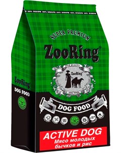 Active Dog для активных взрослых собак средних и крупных пород с мясом молодых бычков и рисом для су Zooring