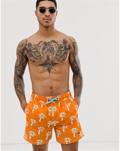 Оранжевые шорты для плавания с принтом пальм Bellfield