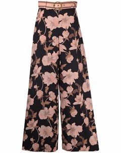 Шелковые широкие брюки pre owned с цветочным принтом Zimmermann