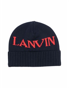 Шапка бини вязки интарсия с логотипом Lanvin enfant