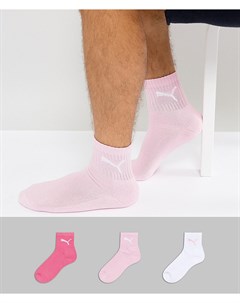 Набор из 3 пар коротких носков розового цвета Puma