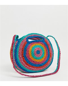 Разноцветная соломенная сумка круглой формы Pull & bear