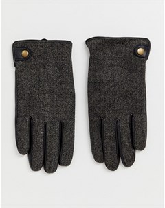 Коричневые перчатки из искусственной кожи с узором в елочку Burton menswear