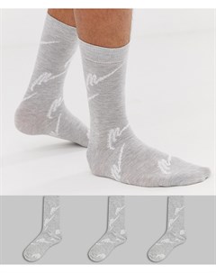 Комплект из 3 пар серых носков с принтом Boohooman