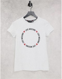 Серая футболка с круглым логотипом Love moschino