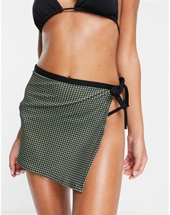 Зеленая пляжная мини юбка в клетку New girl order