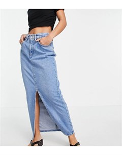 Синяя выбеленная джинсовая юбка макси в стиле 90 х из смесового органического хлопка ASOS DESIGN Pet Asos petite