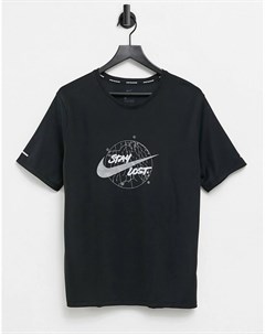 Черная футболка с меняющим цвет логотипом Run Division Miler Nike running