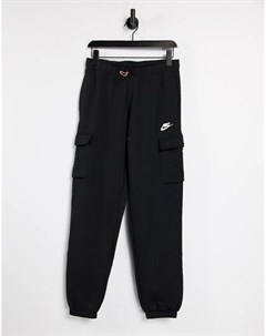 Черные флисовые брюки карго свободного кроя Nike