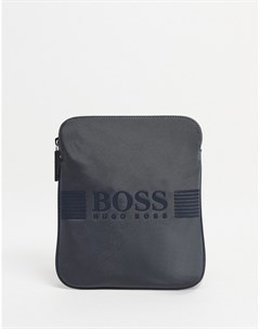 Серая сумка через плечо с большим логотипом Boss