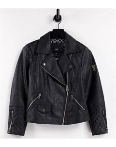 Черная фирменная куртка из искусственной кожи River island petite