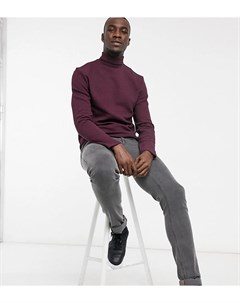 Лонгслив водолазка из фактурной ткани бордового цвета Tall Asos design