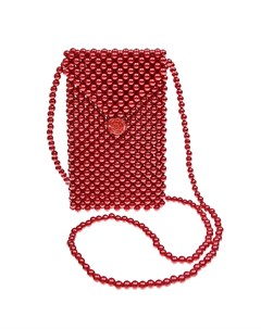 Красная плетеная сумка из бусин 11х2х18 см David charles