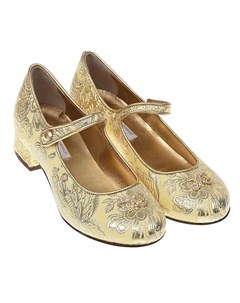 Золотистые туфли с цветочным узором Dolce&gabbana