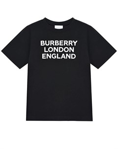 Черная футболка с белым принтом london england Burberry