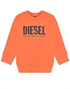 Оранжевый свитшот с черным логотипом Diesel