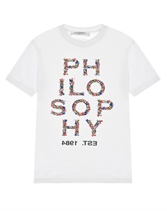 Белая футболка с вышитым логотипом Philosophy
