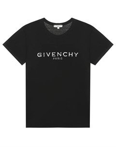 Черная футболка с серебристым лого Givenchy