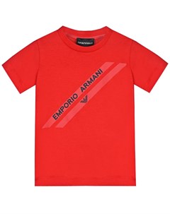 Красная футболка с эмблемой бренда Emporio armani