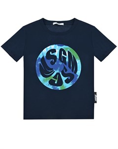 Синяя футболка с круглым логотипом Msgm