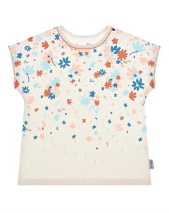 Кремовая футболка с цветочным принтом Sanetta kidswear