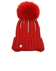 Красная шапка с помпоном и стразами Joli bebe