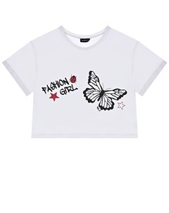 Белая футболка с принтом бабочка Monnalisa
