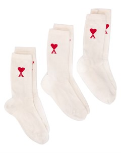 Комплект из трех пар носков с логотипом Ami paris