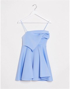 Голубое приталенное платье мини на бретелях Asos design