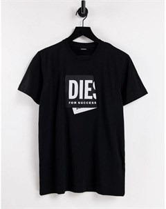 Черная футболка с большим логотипом T Diegos Lab Diesel