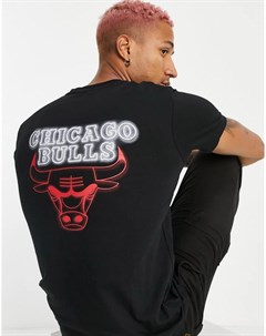 Черная футболка с неоновым принтом Chicago Bulls New era