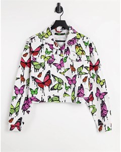 Джинсовая куртка с принтом бабочек Jaded london