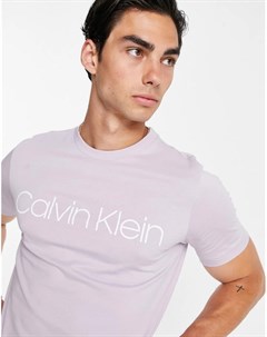 Сиреневая футболка с крупным логотипом на груди Calvin klein