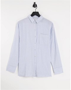 Рубашка из жатого материала бледно голубого цвета в полоску Topshop
