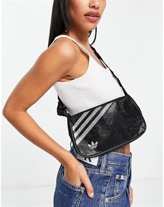 Черная сумка с тремя полосками из стразов Adidas originals