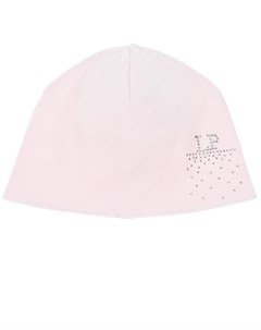 Розовая шапка с логотипом из стразов La perla