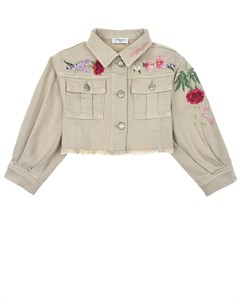 Джинсовая куртка с вышитыми цветами Monnalisa