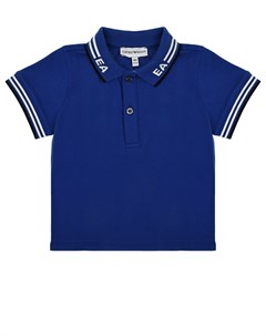 Синяя футболка поло с отделкой в полоску Emporio armani