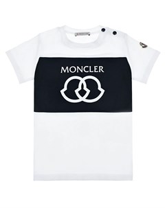 Белая футболка с черной полосой Moncler