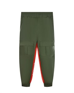 Зеленые спортивные брюки с накладными карманами Moncler