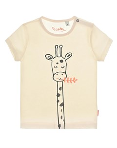 Кремовая футболка с принтом жираф Sanetta kidswear