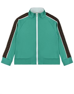 Зеленая спортивная куртка с брендированными лампасами Fendi