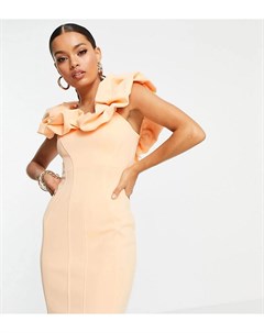 Платье мини абрикосового цвета с квадратным вырезом и отделкой швами ASOS DESIGN Petite Asos petite