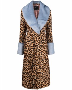 Пальто с леопардовым принтом и поясом Blumarine