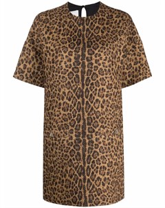 Платье с леопардовым принтом и короткими рукавами Valentino