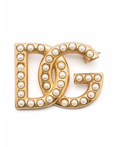 Брошь в виде логотипа DG с искусственным жемчугом Dolce&gabbana
