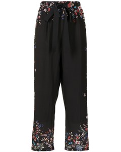 Шелковые брюки с завышенной талией и цветочным принтом Erdem